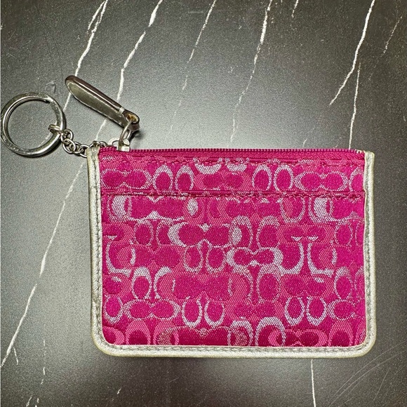 Coach Pink Signature Jacquard Card Holder / Coin Pouch | Y2K - Picture 2 of 4